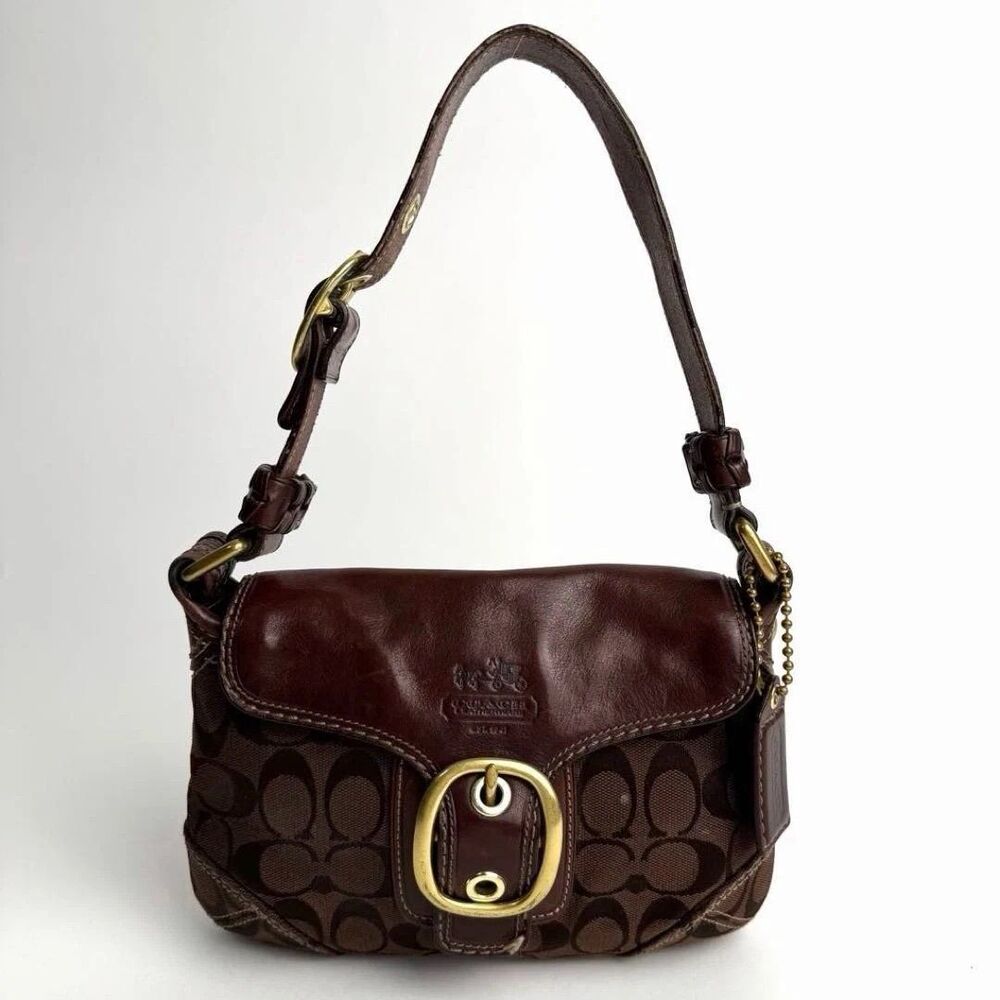 Vintage Coach 11441 Bleecker Signature C Monogram Leather Buckle Shoulder Bag